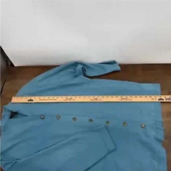 Vintage Mishi 100% Cotton Teal Long Lightweight Cardigan Sweater Pockets Medium - Picture 3 of 13